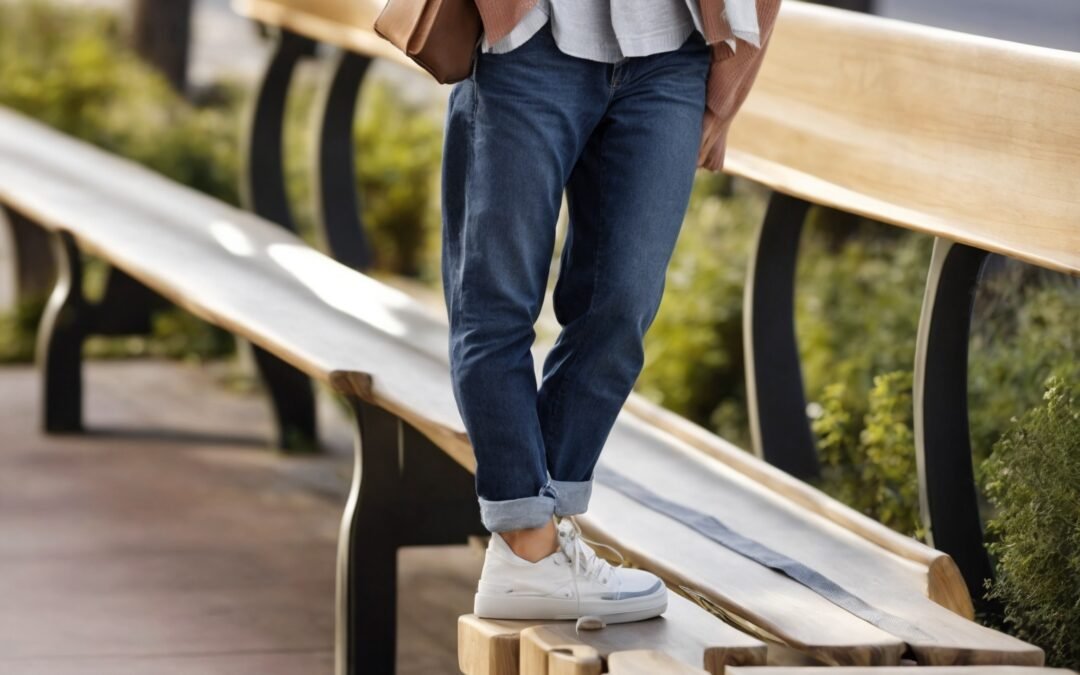 A stylish, minimalistic crossbody bag made from lightweight cotton canvas rests casually on a modern wooden bench in a sunlit urban park, showcasing durable reinforced stitching and sleek matte-black hardware; beside it, a neatly folded lightweight scarf and a slim water bottle peek subtly from smartly designed pockets, while a soft, blurred background captures a casually dressed person in motion wearing comfortable sneakers and denim, emphasizing versatile everyday use that balances fashion and function effortlessly in a contemporary city setting.